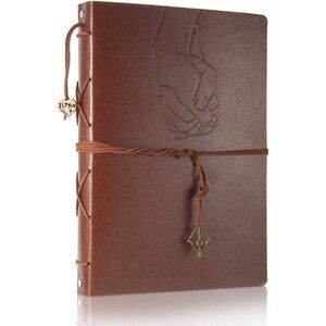 Leather Scrapbook Photo Album Vintage Wedding Guest Book DIY Memories Book with